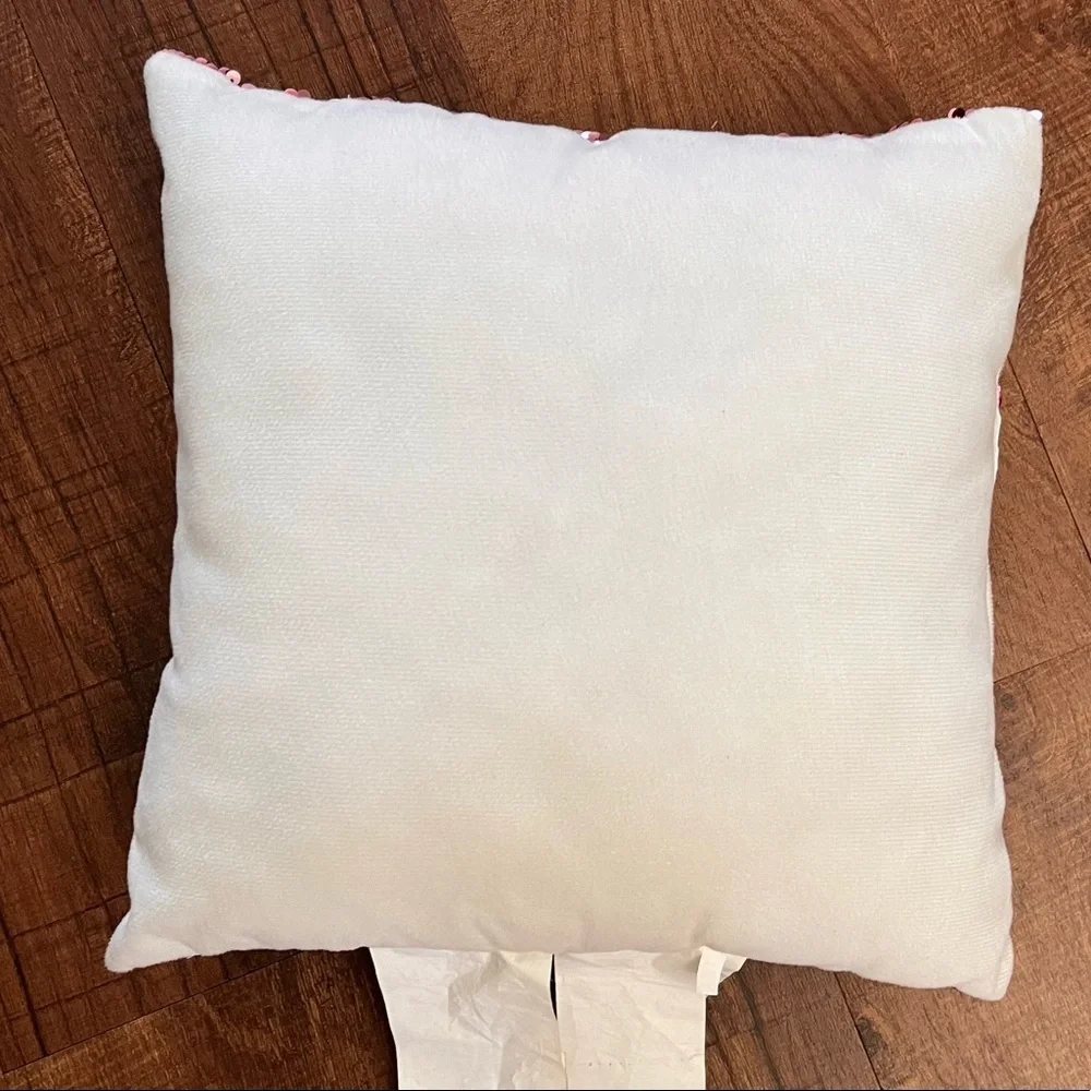 Nwot flip sequin unicorn pillow pink/dark pink/magenta/white 12”x12” square